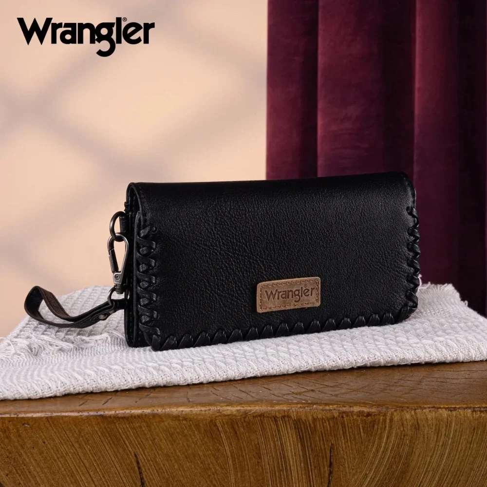 Wrangler Whipstitch Wristlet Wallet Black